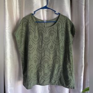 Old Navy Sage Green Eyelet Blouse